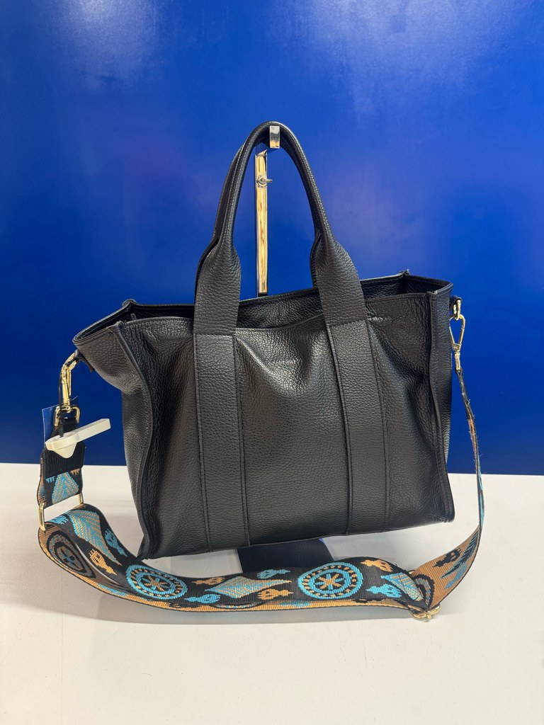 Vintage Artigianale Vintage Artigianale - Borsa pelle nera mano/tracolla 33x25 – borsa vintage Eccellente, Nude, Pelle Nappa