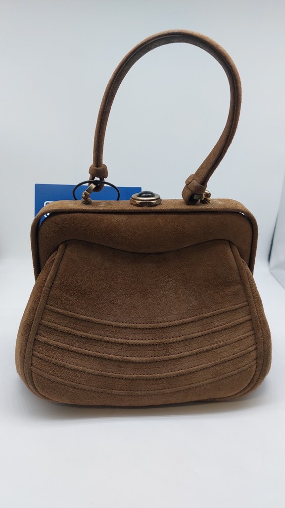 Vintage Artigianale Vintage Artigianale - Borsa vintage a mano 18x19 – borsa vintage Molto Buono, Blu, Pelle Agneau