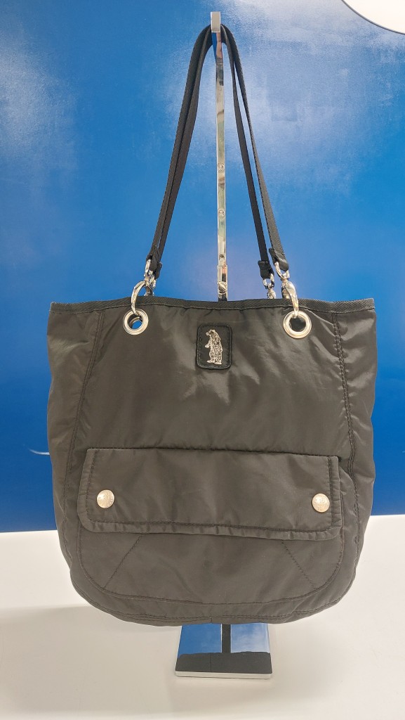 Refrigue Refrigue - Borsa tessuto a spalla nera 31x33 – borsa vintage Buono, Nero, Pelle Saffiano