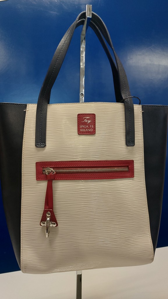Fay Fay Spiga 15 Milano - Borsa a mano blu, bordeaux e beige