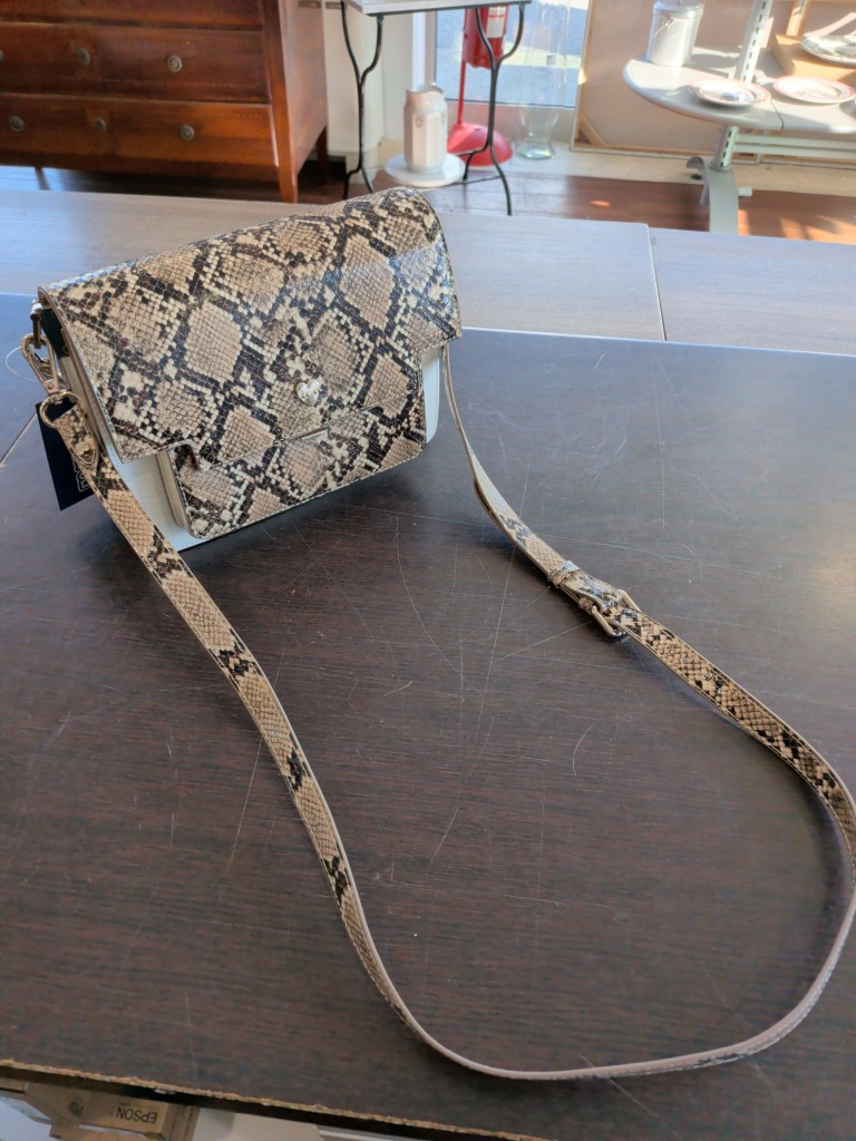 Vintage Artigianale Borsa Tracollina Pitonata Motivi