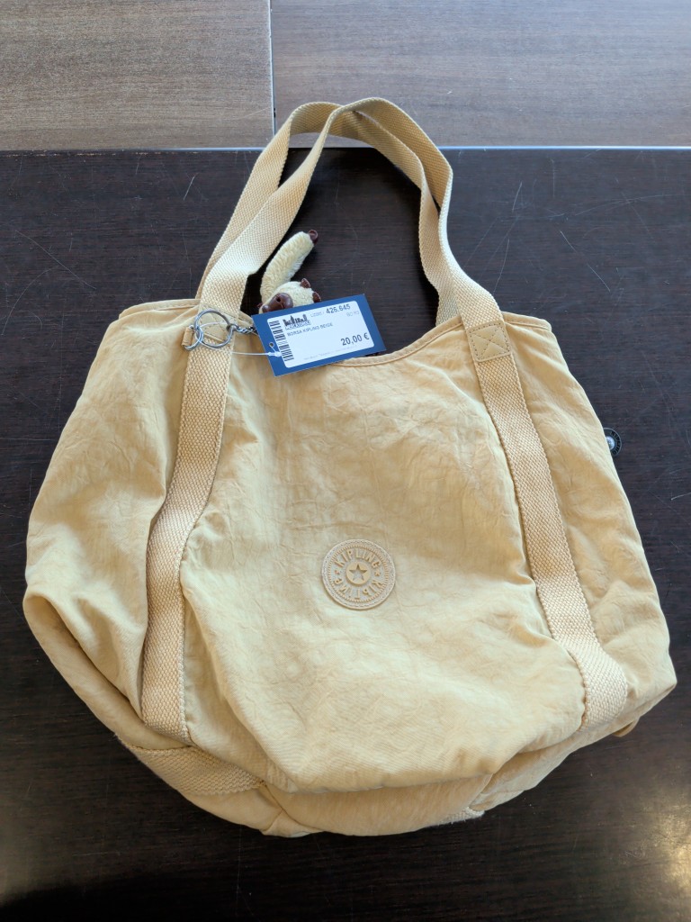 Vintage Artigianale Borsa Kipling Beige – borsa vintage Molto Buono, Nero, Vitello