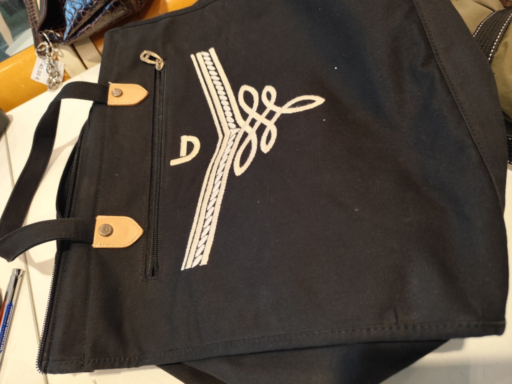 Vintage Artigianale Borsa In Tela Nera Byblos