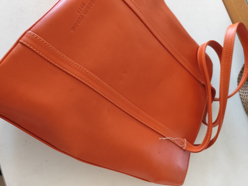 Vintage Artigianale Borsa Arancione Giorgio Fedon