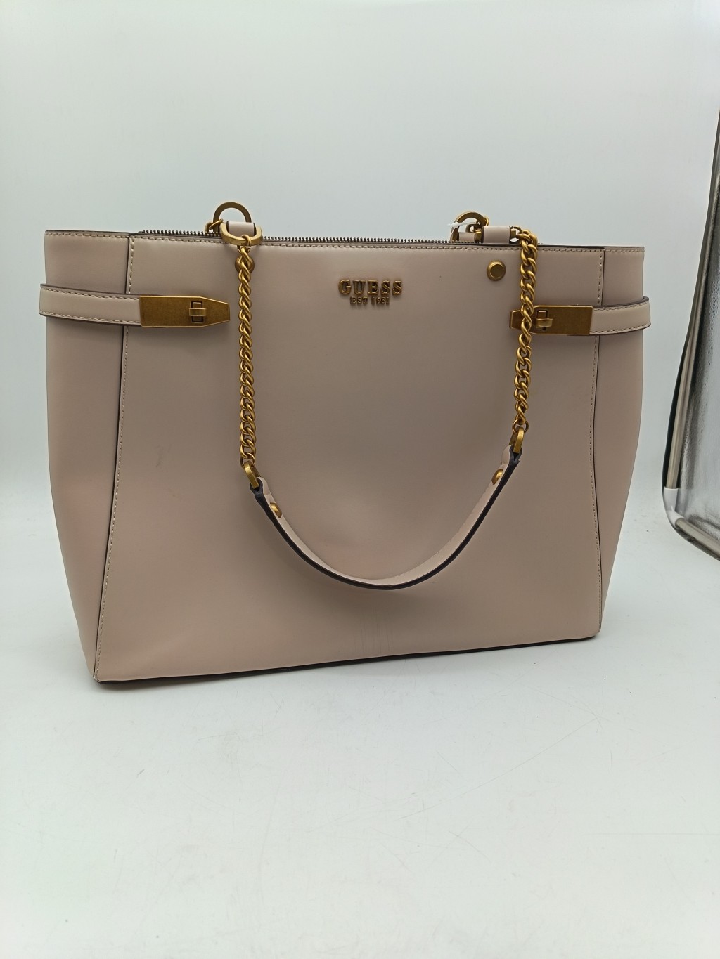 Guess Guess Borsa Oro E Beje 38x30 – borsa vintage Buono, Nero, Pelle Spazzolata