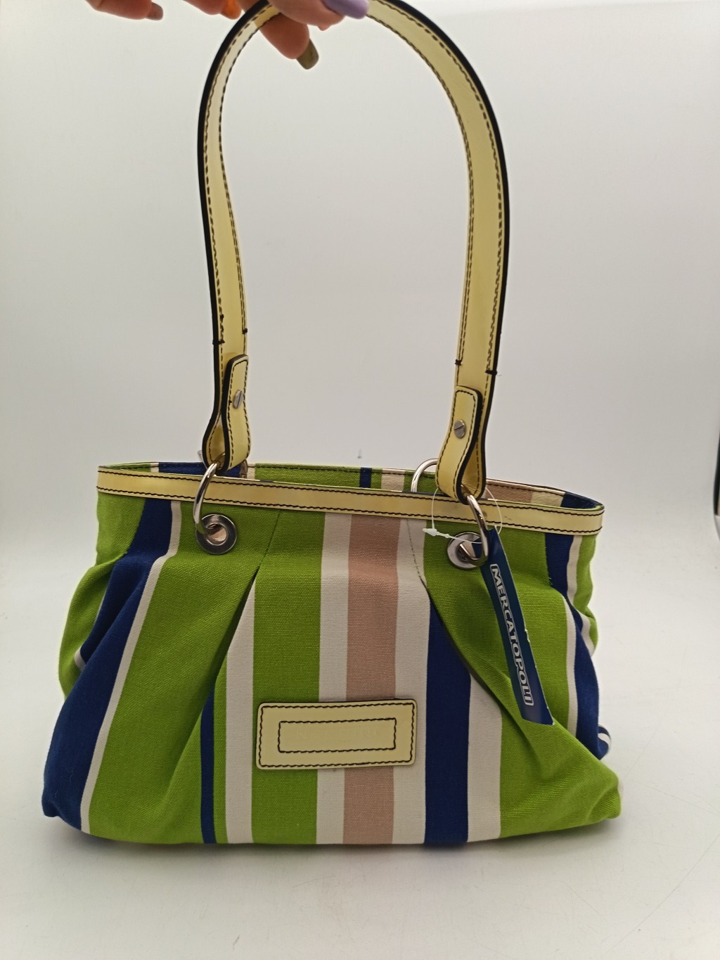 Nannini Nannini Borsa In Tessuto A Righe Blu E Verdi